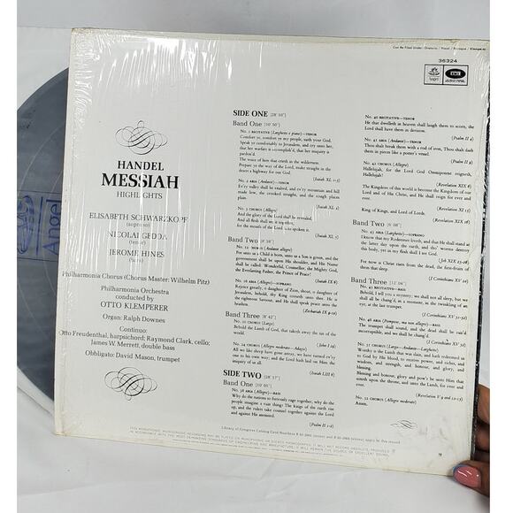 Handel Messiah Highlights Otto Klemperer Angel S 36324 Vinyl LP Philharmonia - Picture 3 of 4